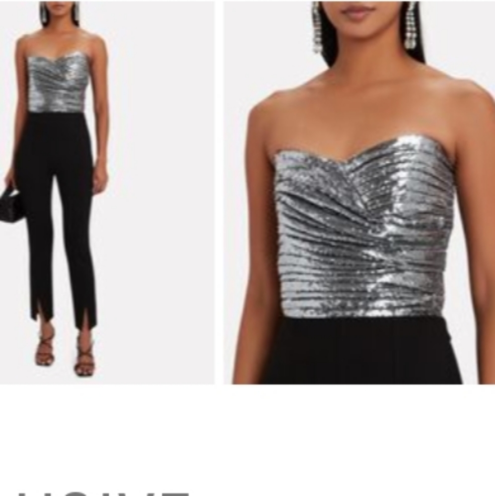 RONNY KOBO Milan Ruched Sequin Strapless